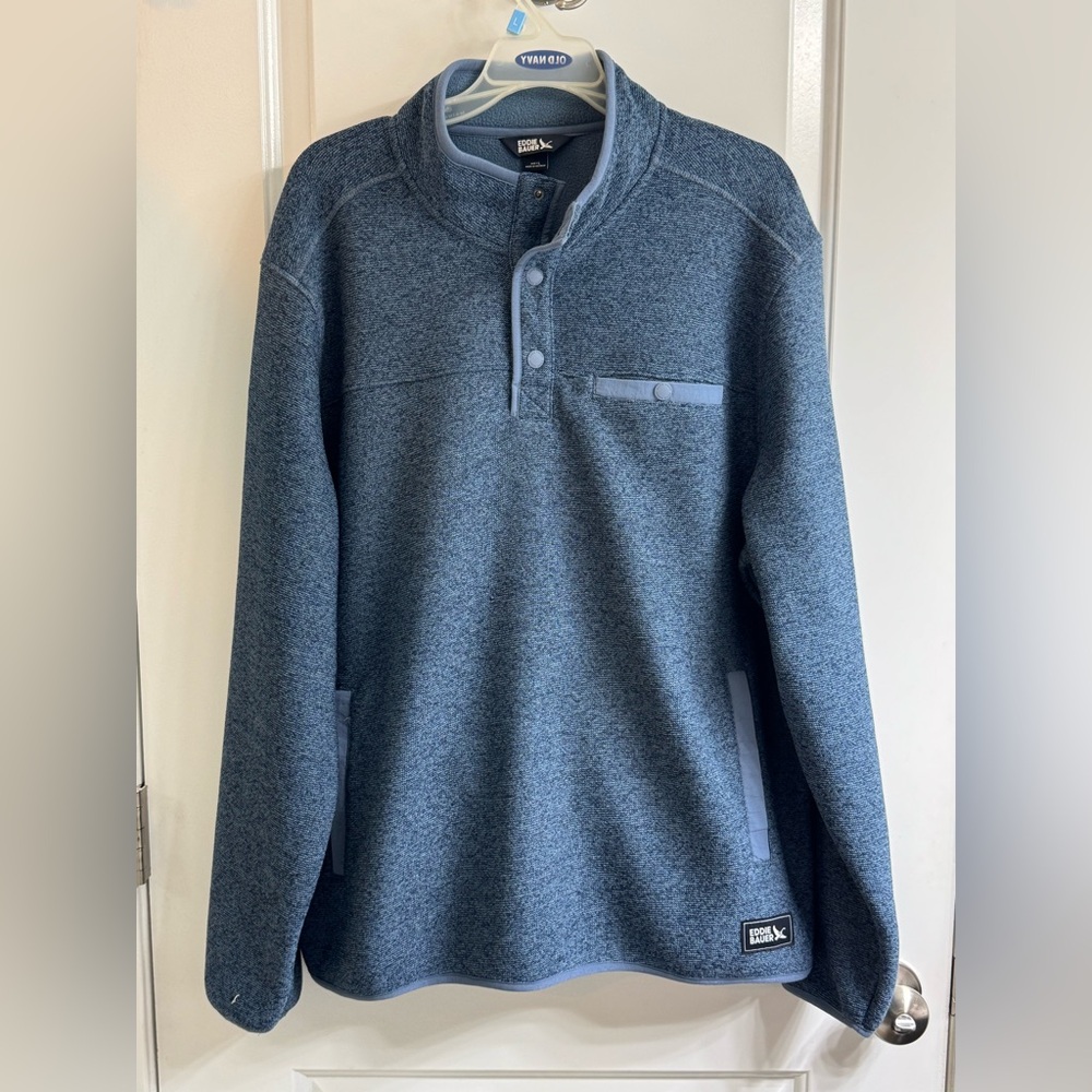 Blue Half-Button Pullover Sweater